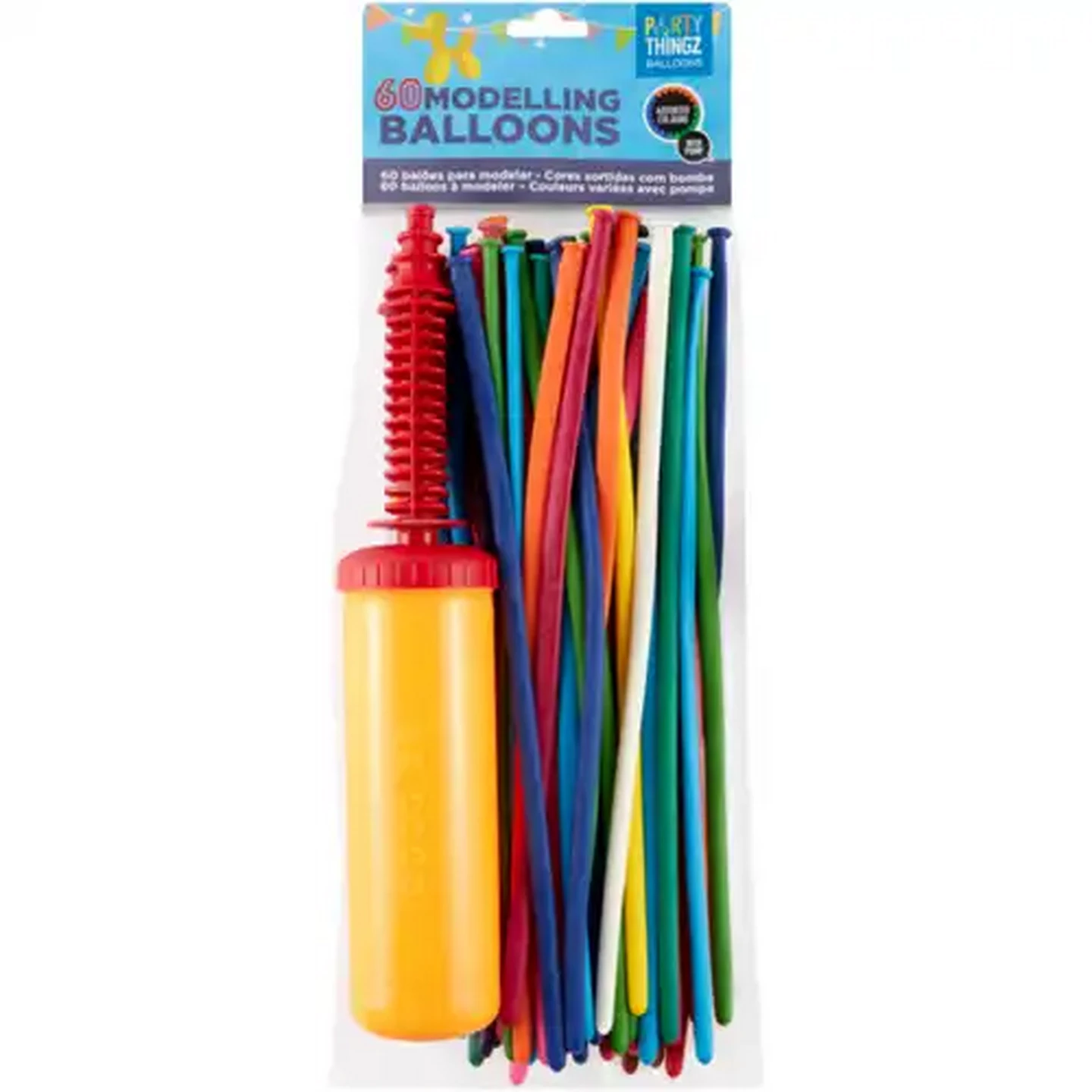 Image of Party Thingz Assorted Modelling Balloons & Pump 61 Piece