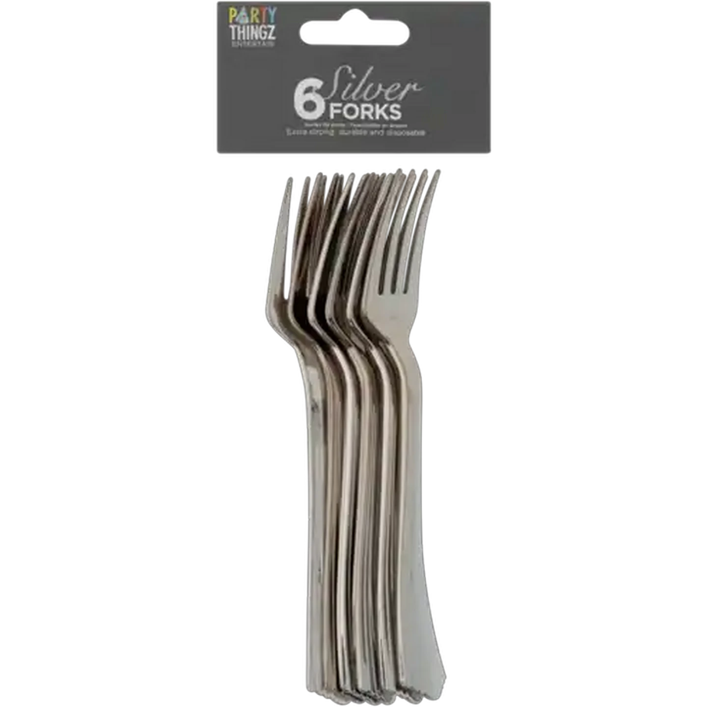 Image of Party Thingz Silver Plastic Forks 6-Pack