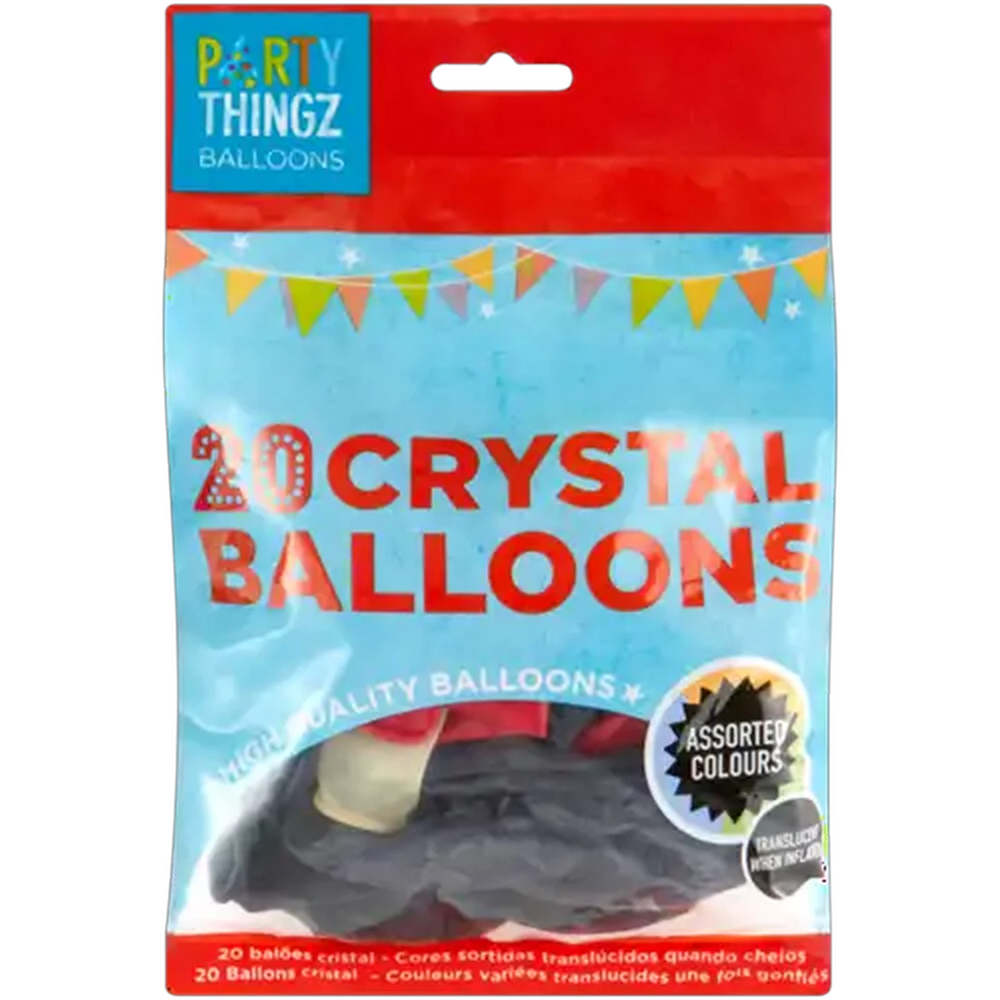 Image of Party Thingz Multi-Coloured Assorted Crystal Balloons 20-Pack