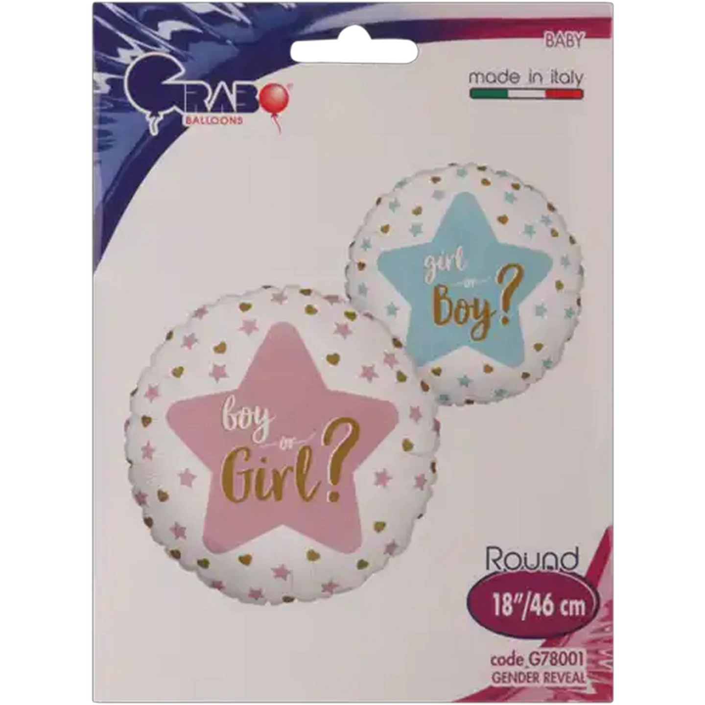 Image of Grabo Balloons Gender Reveal Star Foil Balloon 45.7cm
