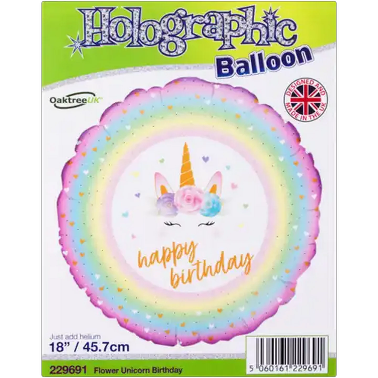 Image of Oaktree UK Unicorn Happy Birthday Foil Balloon 45.7cm