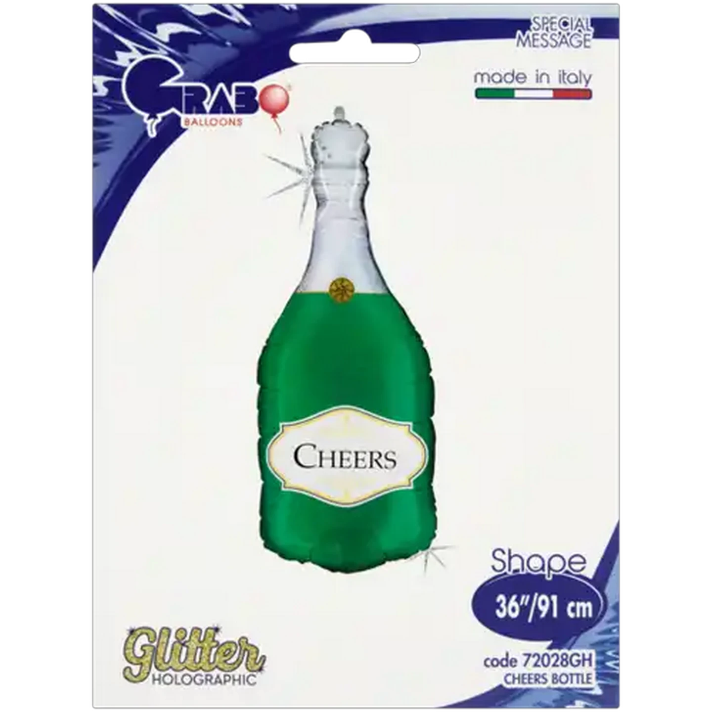 Image of Grabo Balloons Champagne Bottle Shape Foil Balloon 91cm