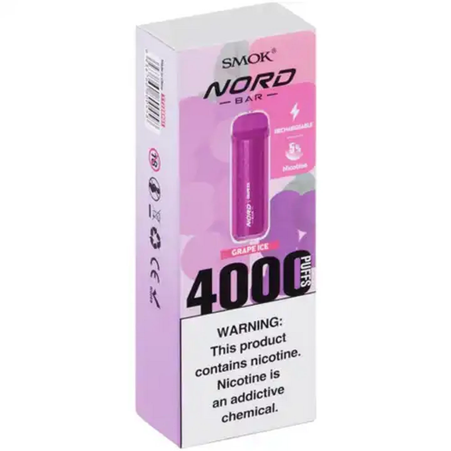 Image of SMOK NORD BAR Purple Grape Ice 5% Rechargeable Disposable Vape 8.5ml (Non-Refundable. Non-Returnable.)
