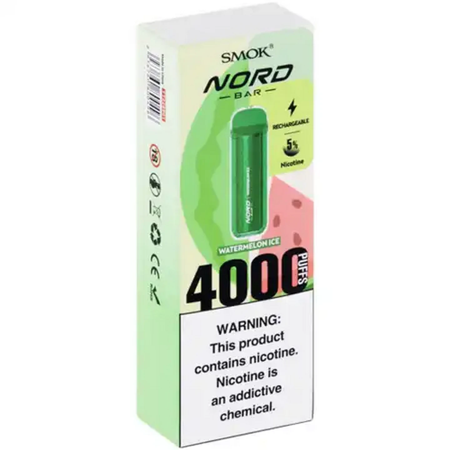 Image of SMOK NORD BAR Green Watermelon Ice 5% Rechargeable Disposable Vape 8.5ml (Non-Refundable. Non-Returnable.)