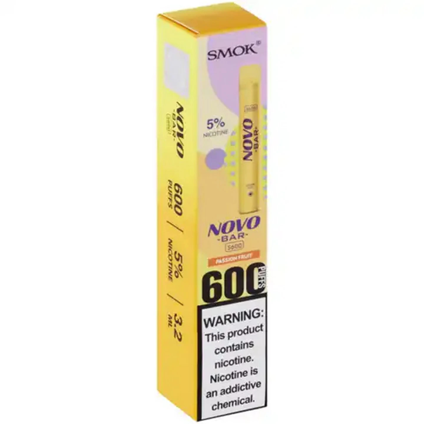 Image of SMOK Novo Bar Passion Fruit 5% S600 Disposable Vape 3.2ml (Non-Refundable. Non-Returnable.)