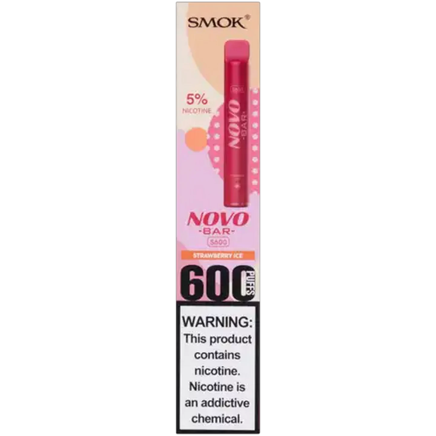 Image of SMOK Novo Bar 5% Nicotine Red Strawberry Ice S600 Disposable Vape 3.2ml (Non-Refundable. Non-Returnable.)