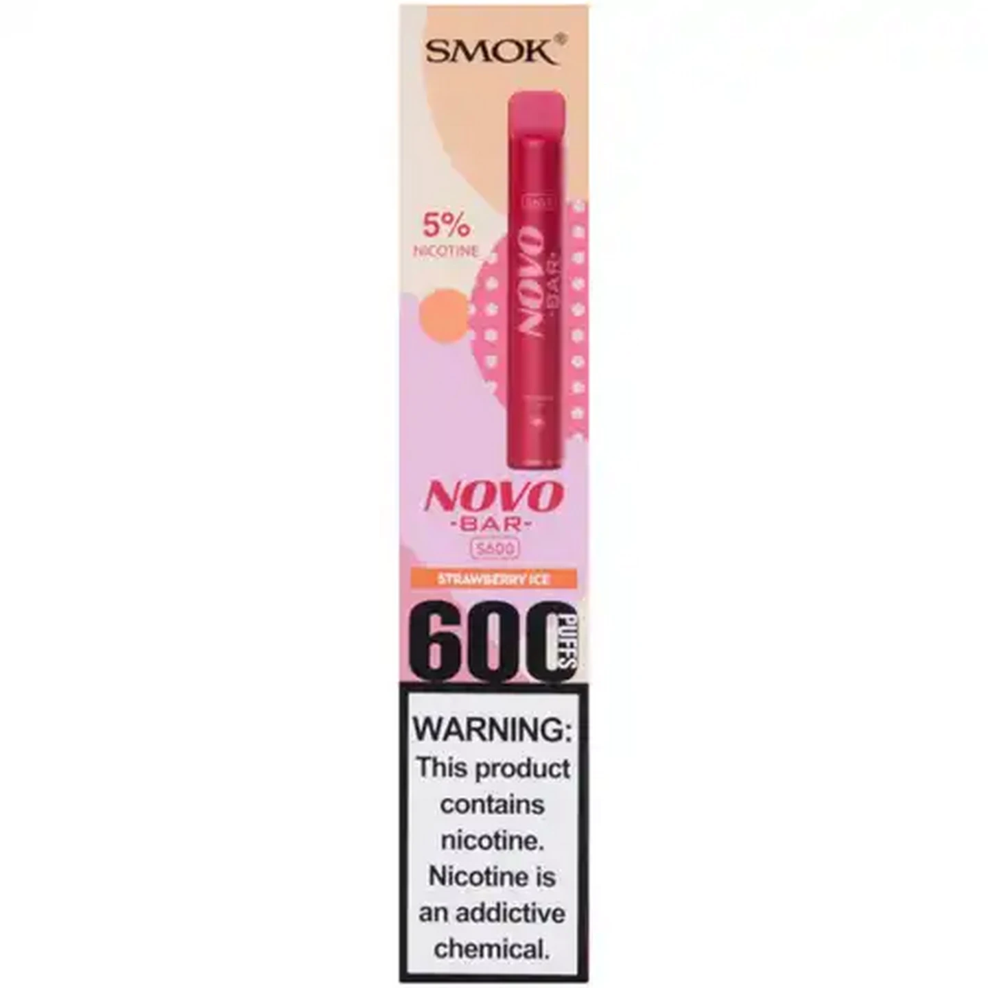 Image of SMOK Novo Bar 5% Nicotine Red Strawberry Ice S600 Disposable Vape 3.2ml (Non-Refundable. Non-Returnable.)