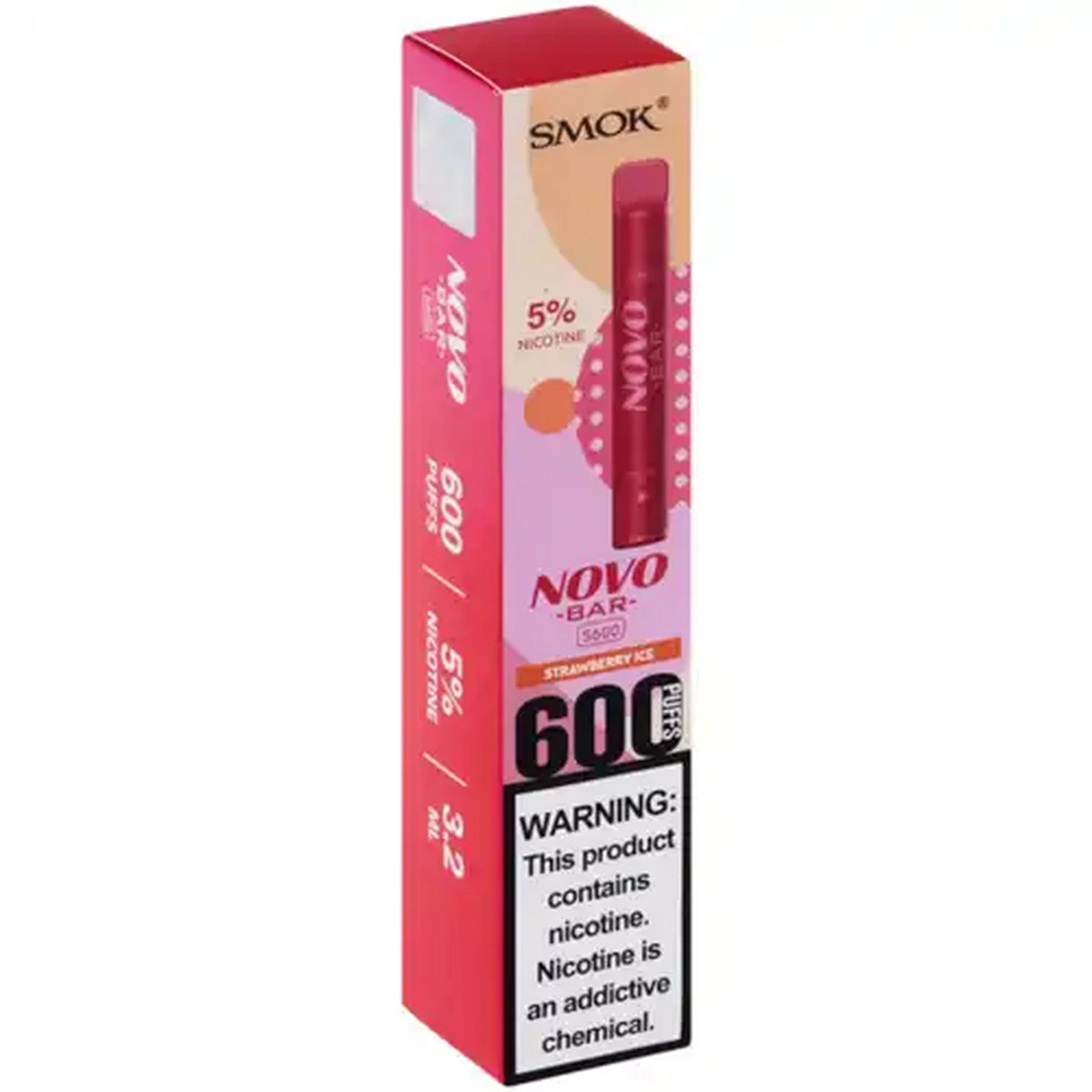 Image of SMOK Novo Bar 5% Nicotine Red Strawberry Ice S600 Disposable Vape 3.2ml (Non-Refundable. Non-Returnable.)