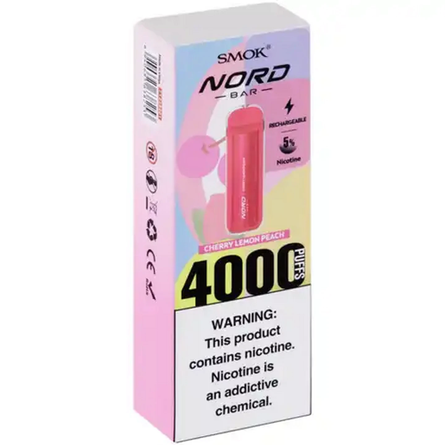 Image of SMOK NORD BAR Pink Cherry Lemon Peach 5% Rechargeable Disposable Vape 8.5ml (Non-Refundable. Non-Returnable.)