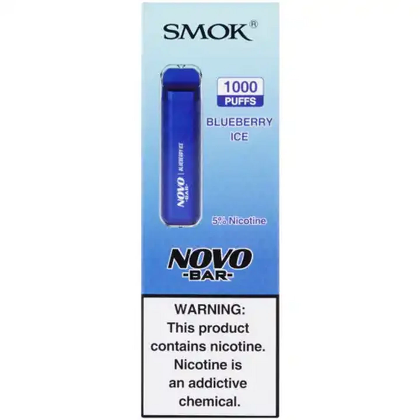 Image of SMOK Novo Bar Blue Blueberry Ice 5% Disposable Vape 3ml (Non-Refundable. Non-Returnable.)