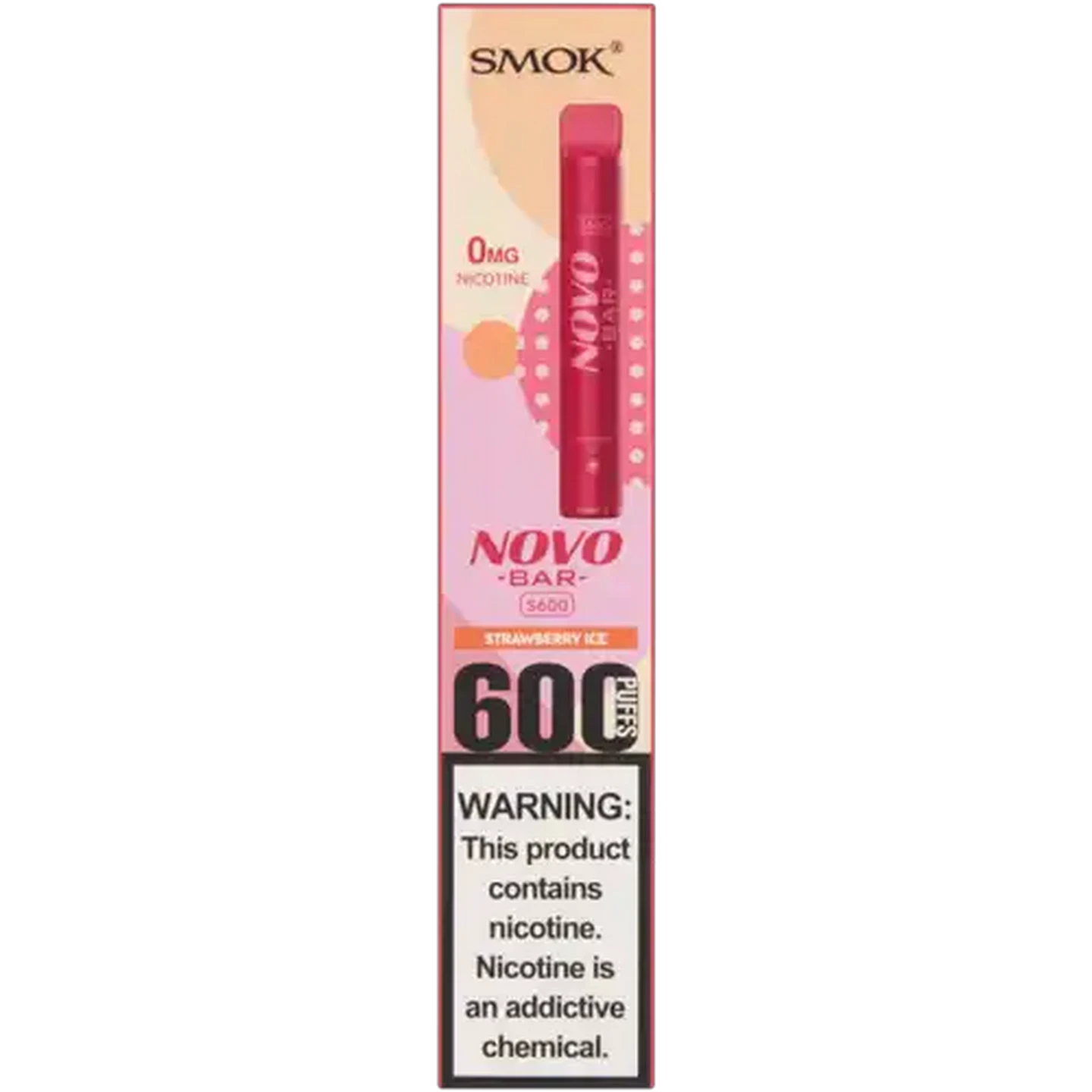 Image of SMOK Novo Bar 0% Nicotine Red Strawberry Ice S600 Disposable Vape (Non-Refundable. Non-Returnable.)