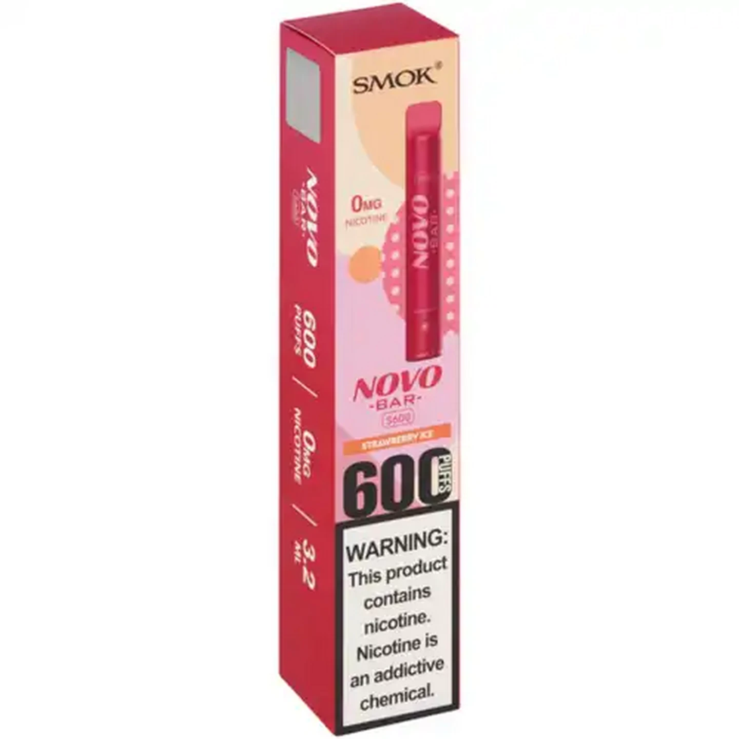 Image of SMOK Novo Bar 0% Nicotine Red Strawberry Ice S600 Disposable Vape (Non-Refundable. Non-Returnable.)