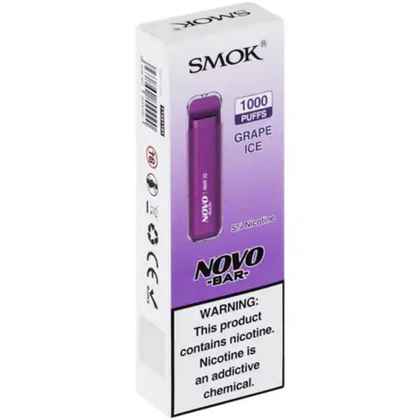 Image of SMOK Novo Bar Grape Ice 5% Disposable Vape 3ml (Non-Refundable. Non-Returnable.)