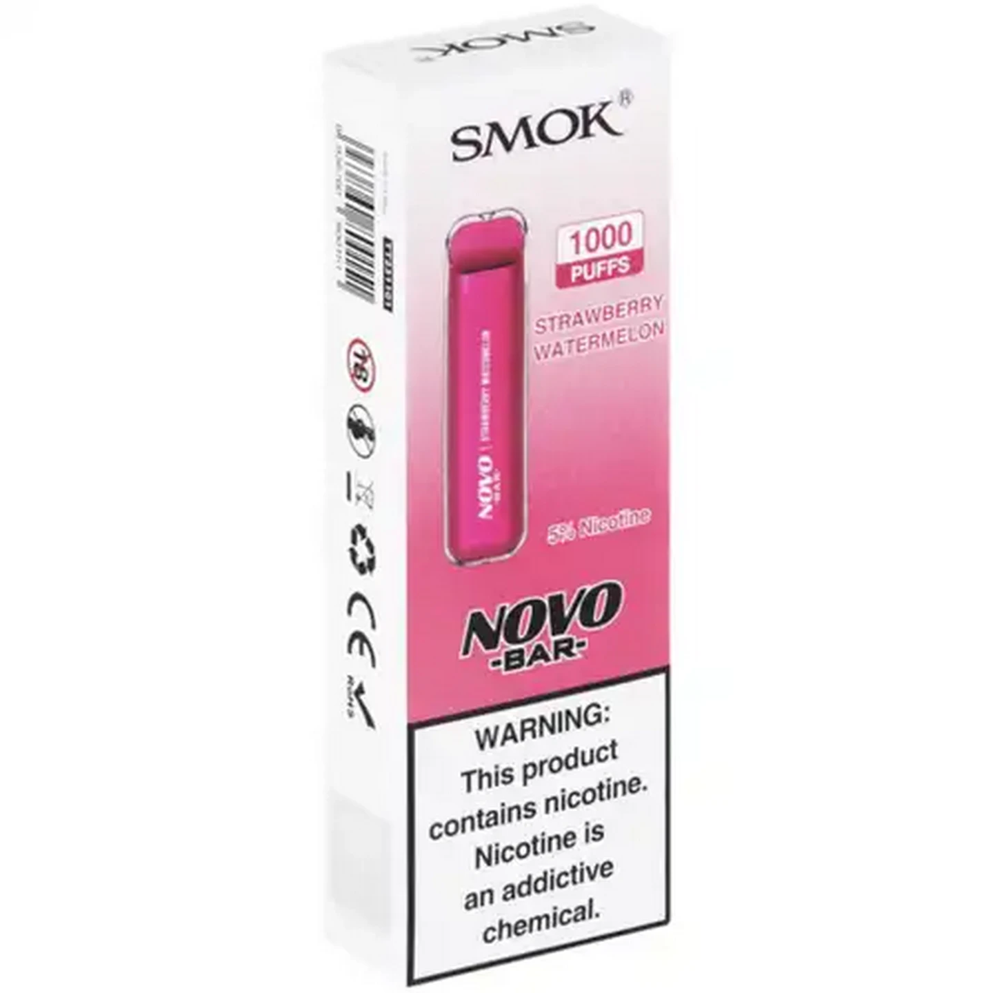 Image of SMOK Novo Bar Pink Strawberry Watermelon 5% Disposable Vape 3ml (Non-Refundable. Non-Returnable.)