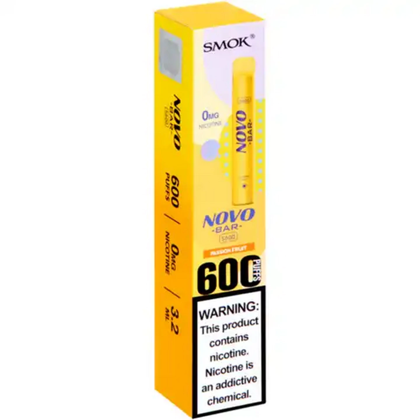 Image of SMOK Novo Bar Yellow Passion Fruit S600 Disposable Vape 3.2ml (Non-Refundable. Non-Returnable.)