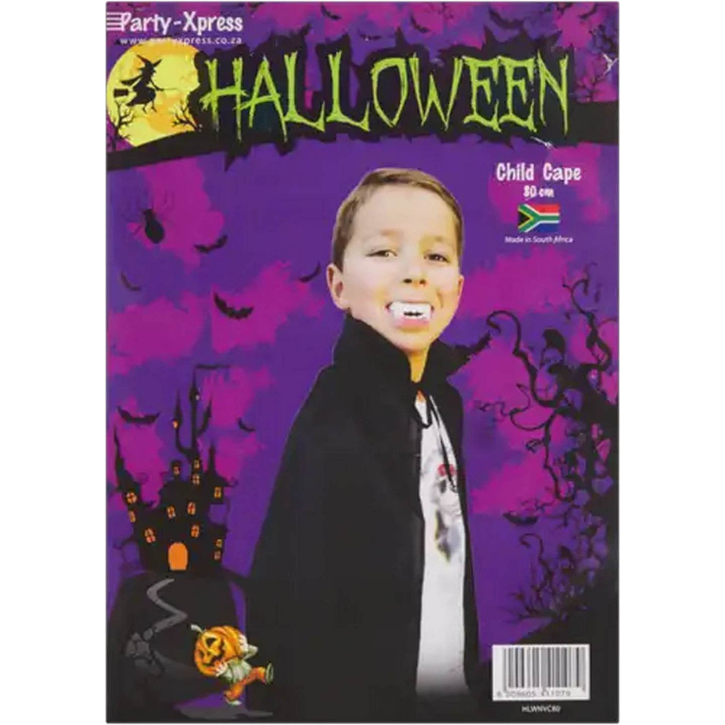 Image of Party Xpress Halloween Black Vampire Kids Cape 80cm