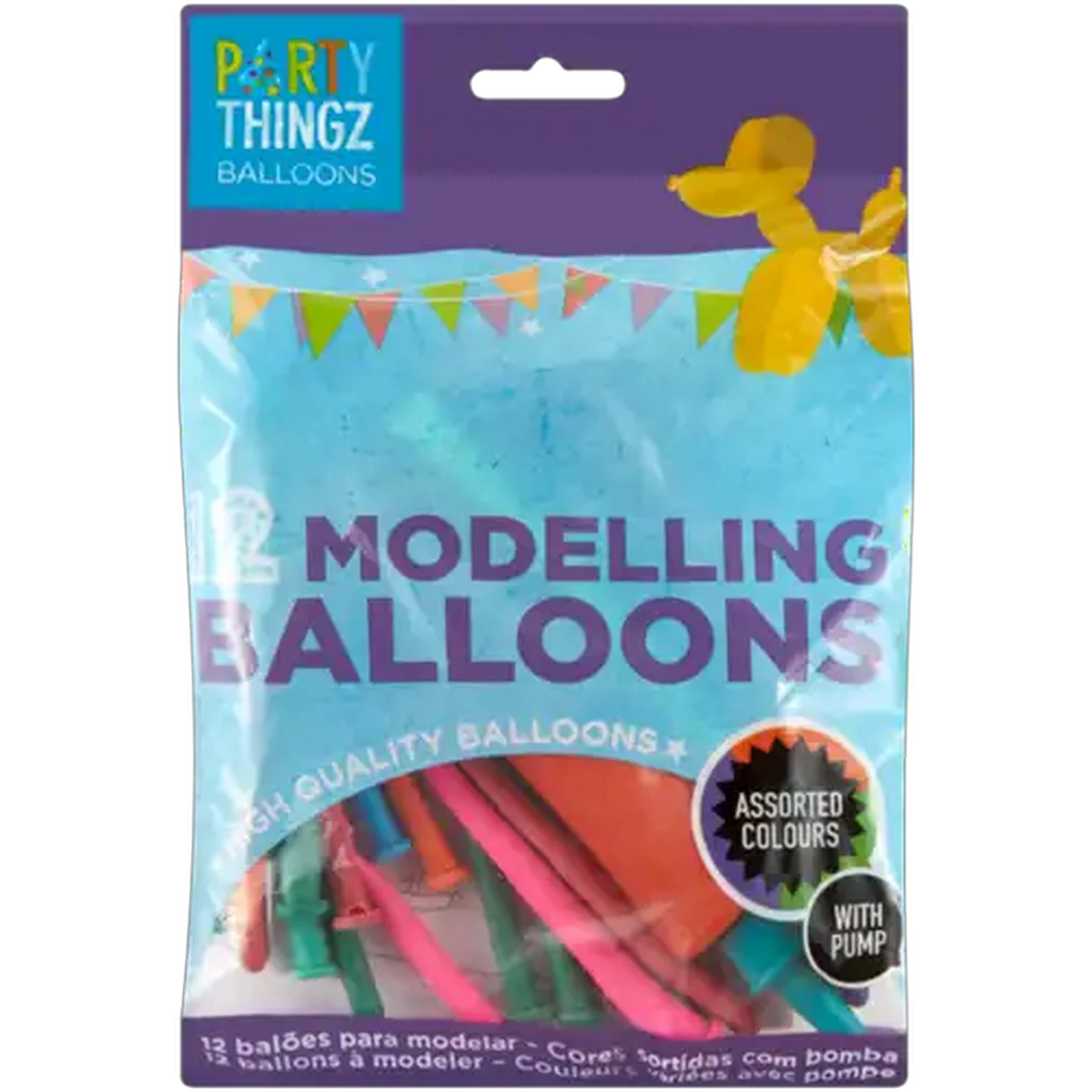 Image of Party Thingz Assorted Modelling Balloons with Pump 12-Pack