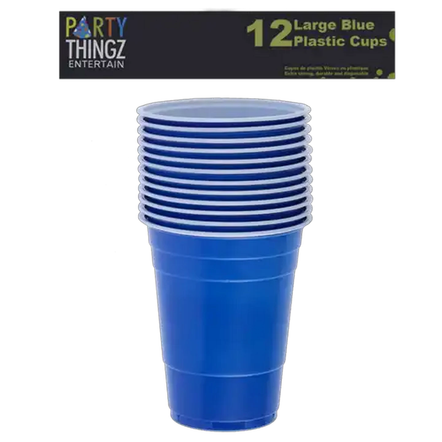 Image of Party Thingz Large Blue Party Cups 450ml 12 Piece