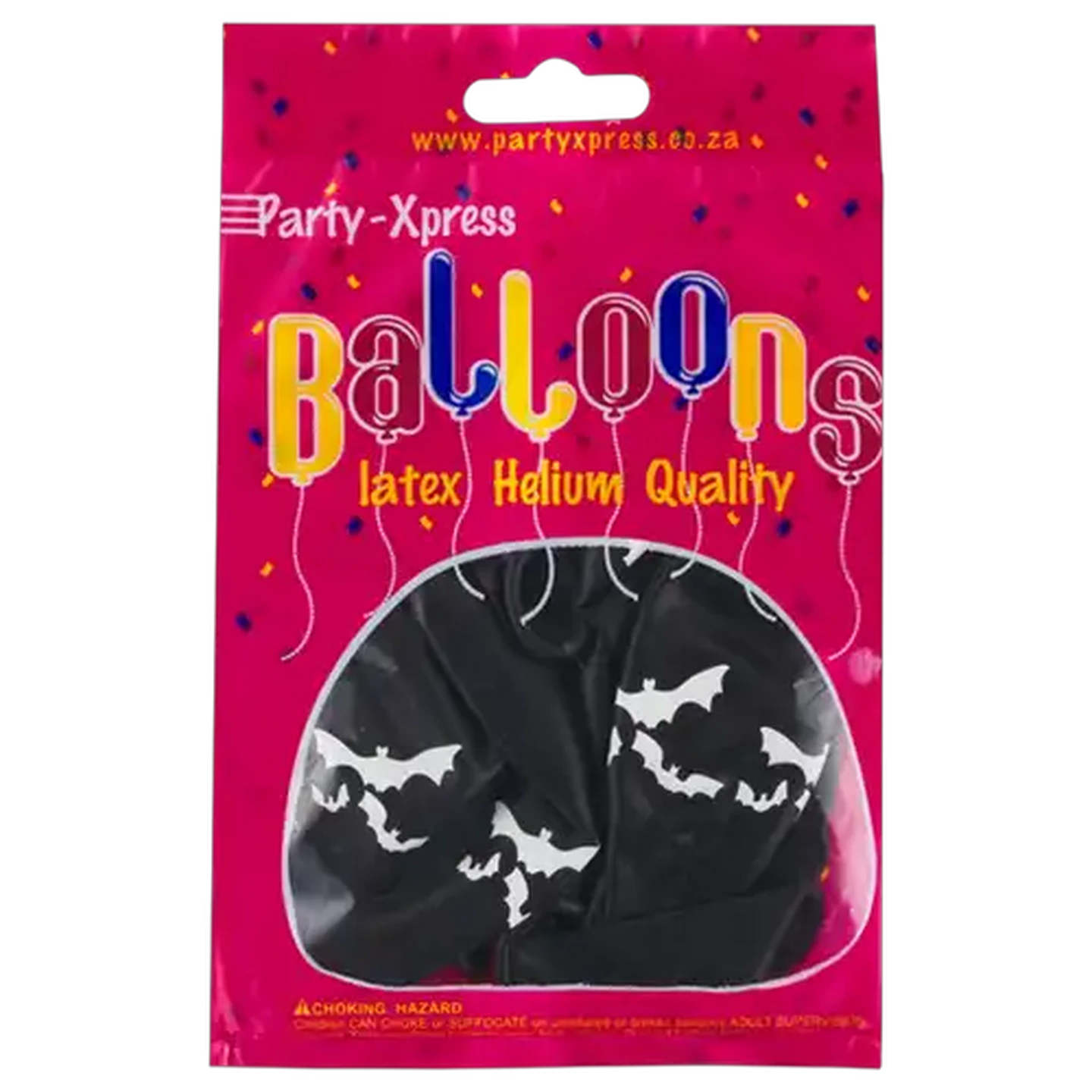 Image of Party Xpress Latex Printed Bats Black Balloon 10-Pack