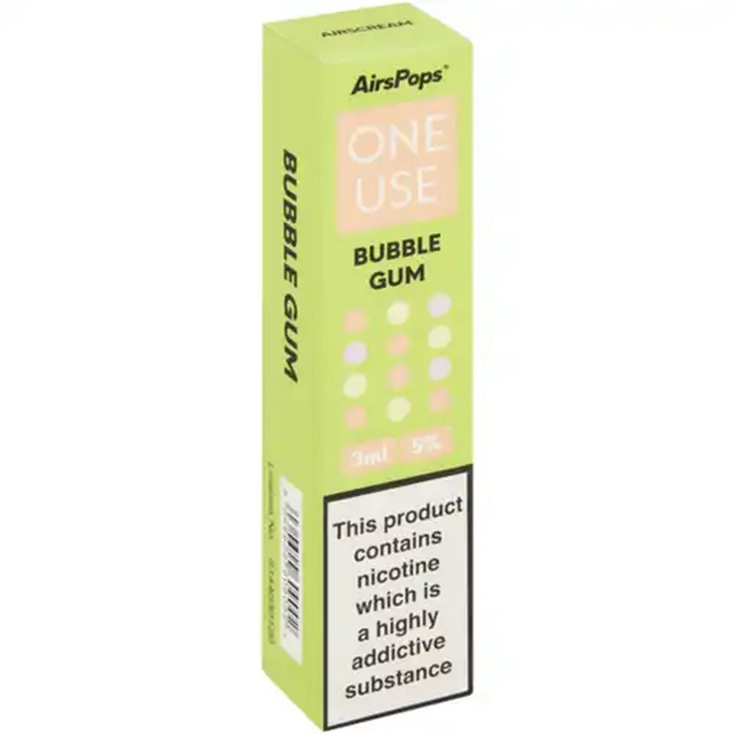 Image of AirsPops ONE USE Bubble Gum 5% Disposable Vape 3ml (Non-Refundable. Non-Returnable.)
