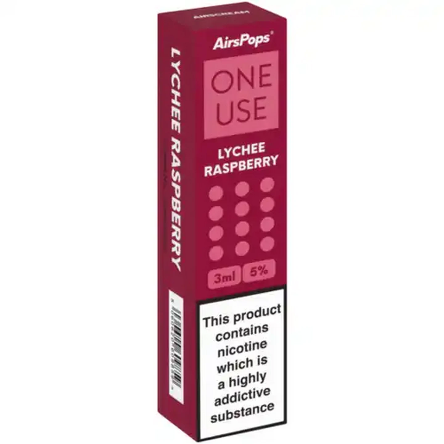 Image of AirsPops ONE USE Lychee Raspberry 5% Disposable Vape (Non-Refundable. Non-Returnable.)