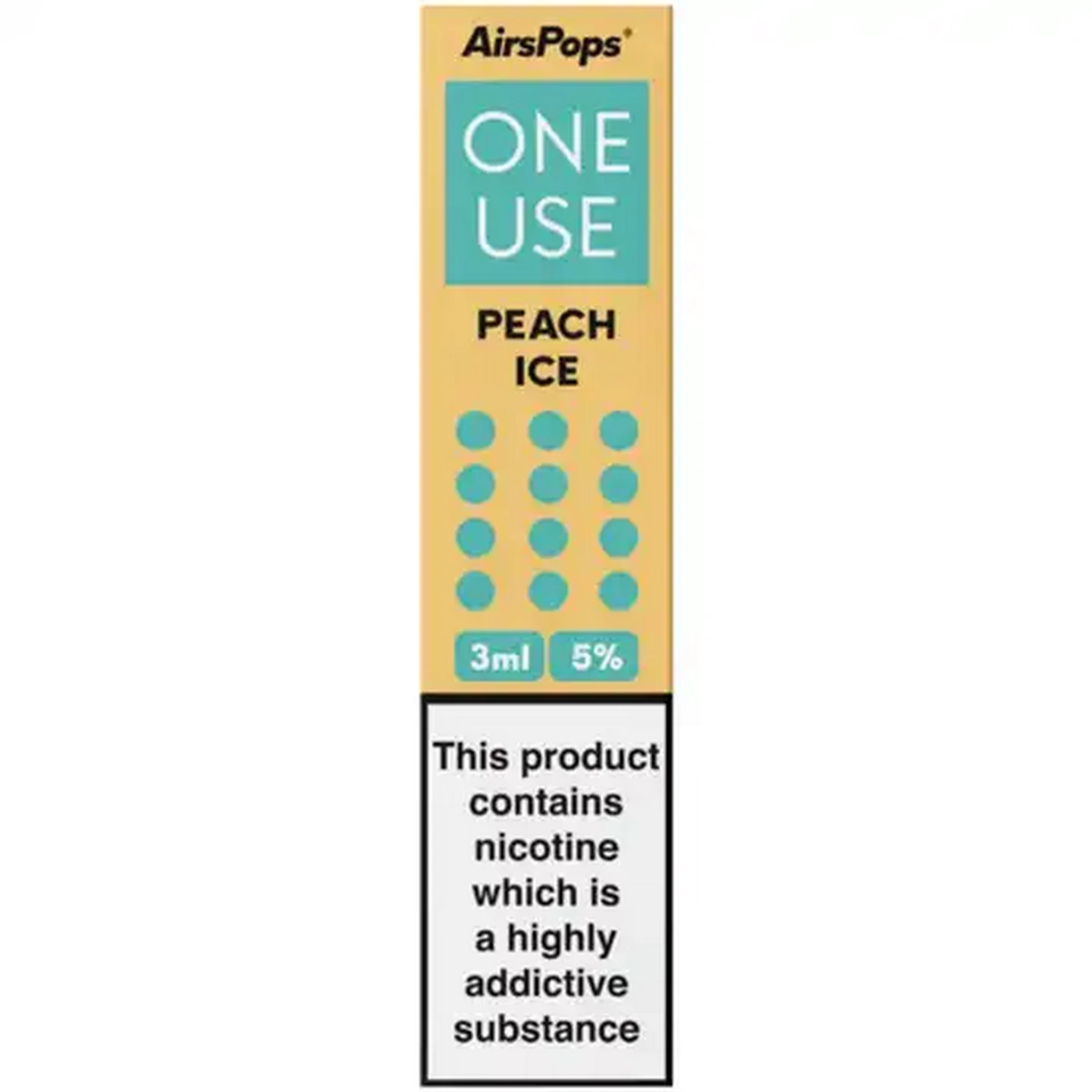 Image of AirsPops ONE USE Peach Ice 5% Disposable Vape (Non-Refundable. Non-Returnable.)