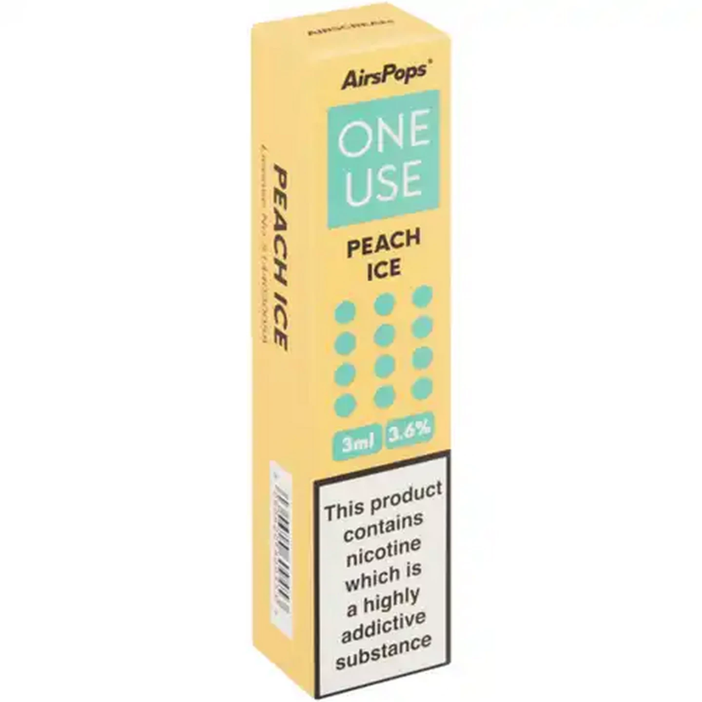 Image of AirsPops ONE USE Peach Ice 3.6% Disposable Vape 3ml (Non-Refundable. Non-Returnable.)