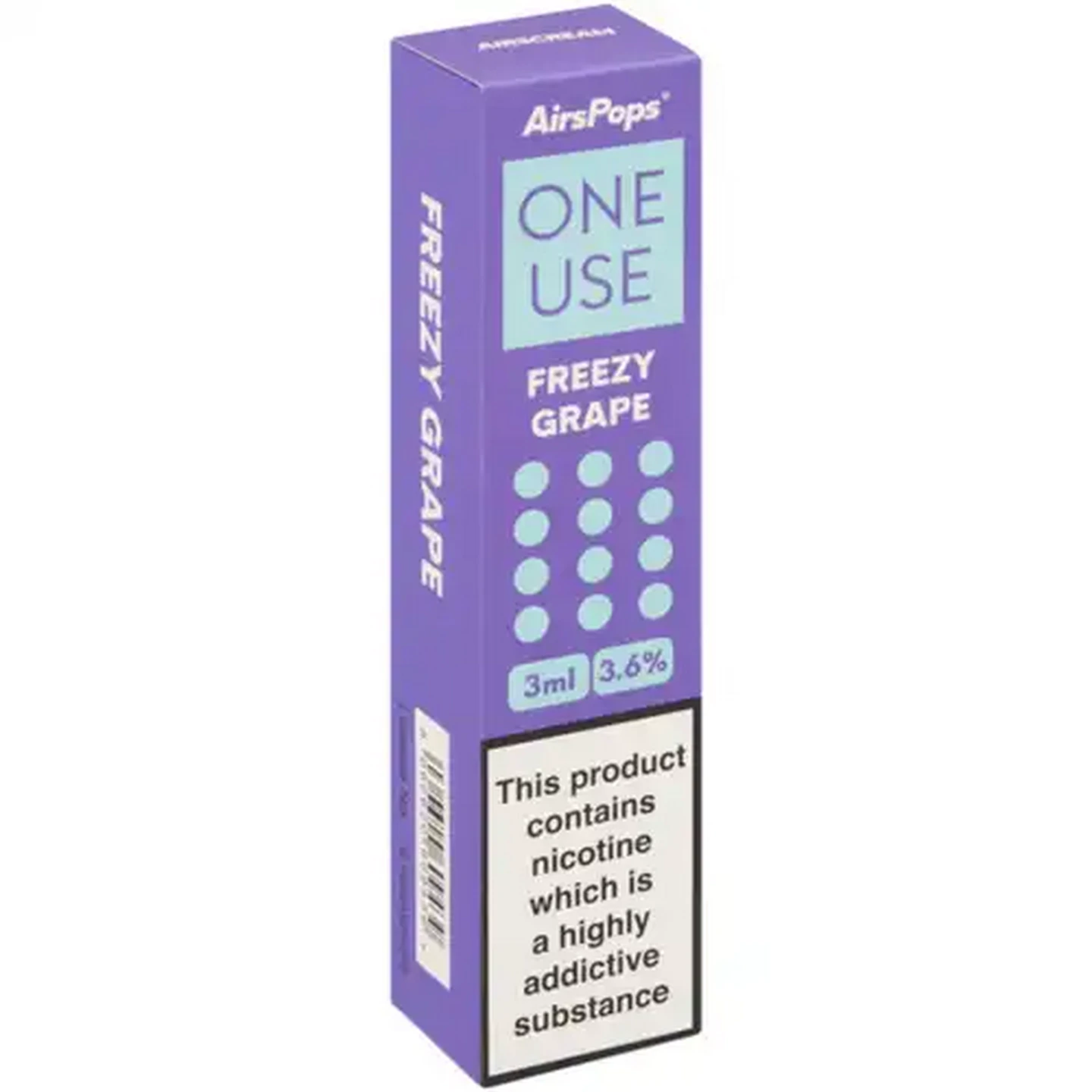 Image of AirsPops ONE USE Freezy Grape 3.6% Disposable Vape 3ml (Non-Refundable. Non-Returnable.)