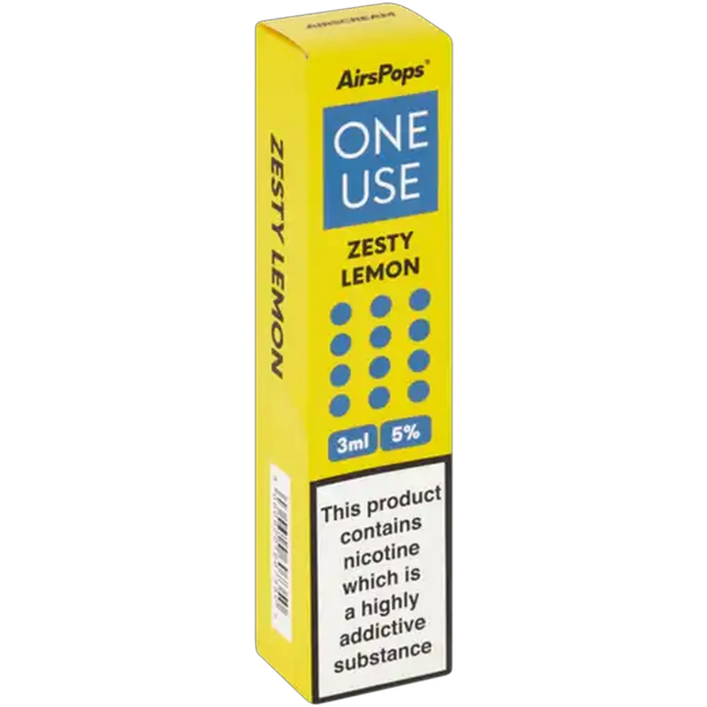 Image of AirsPops ONE USE Zesty Lemon 5% Disposable Vape 3ml (Non-Refundable. Non-Returnable.)