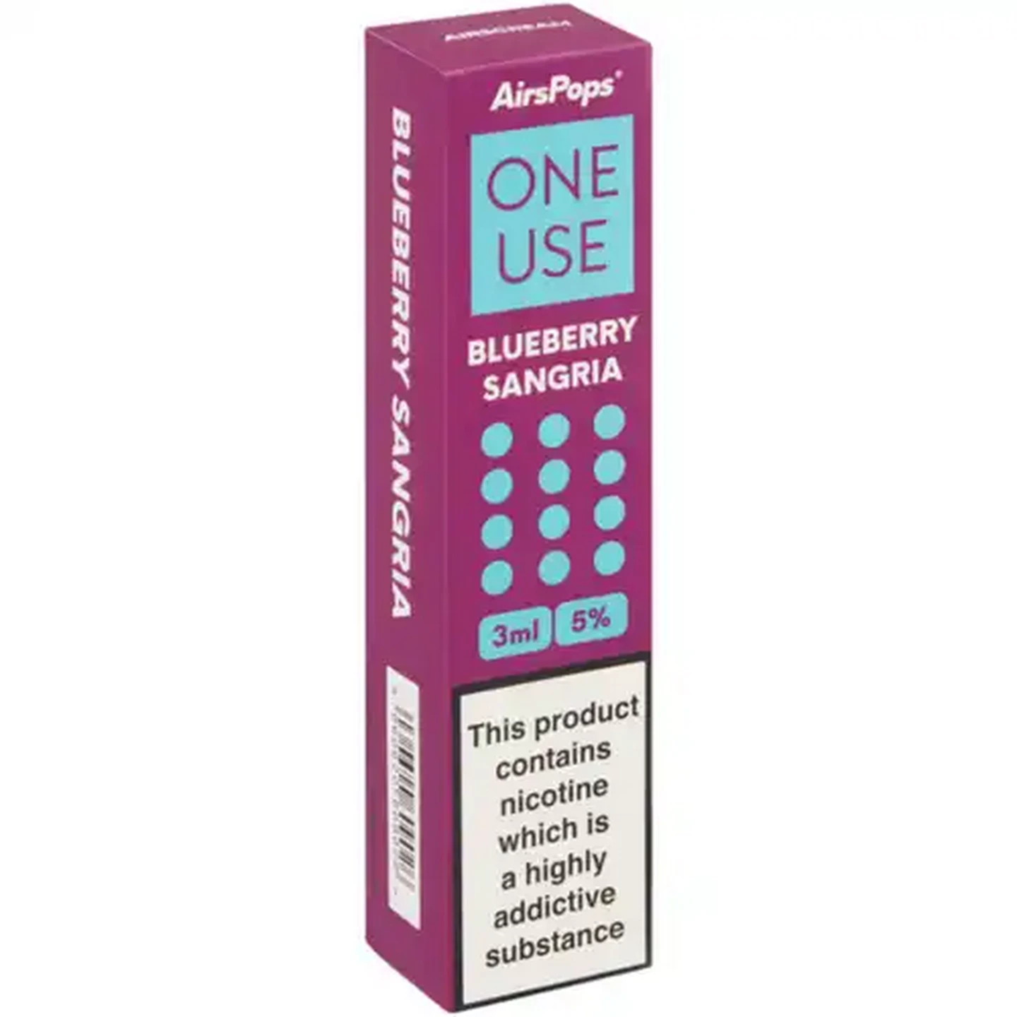 Image of AirsPops ONE USE Blueberry Sangria 5% Disposable Vape 3ml (Non-Refundable. Non-Returnable.)