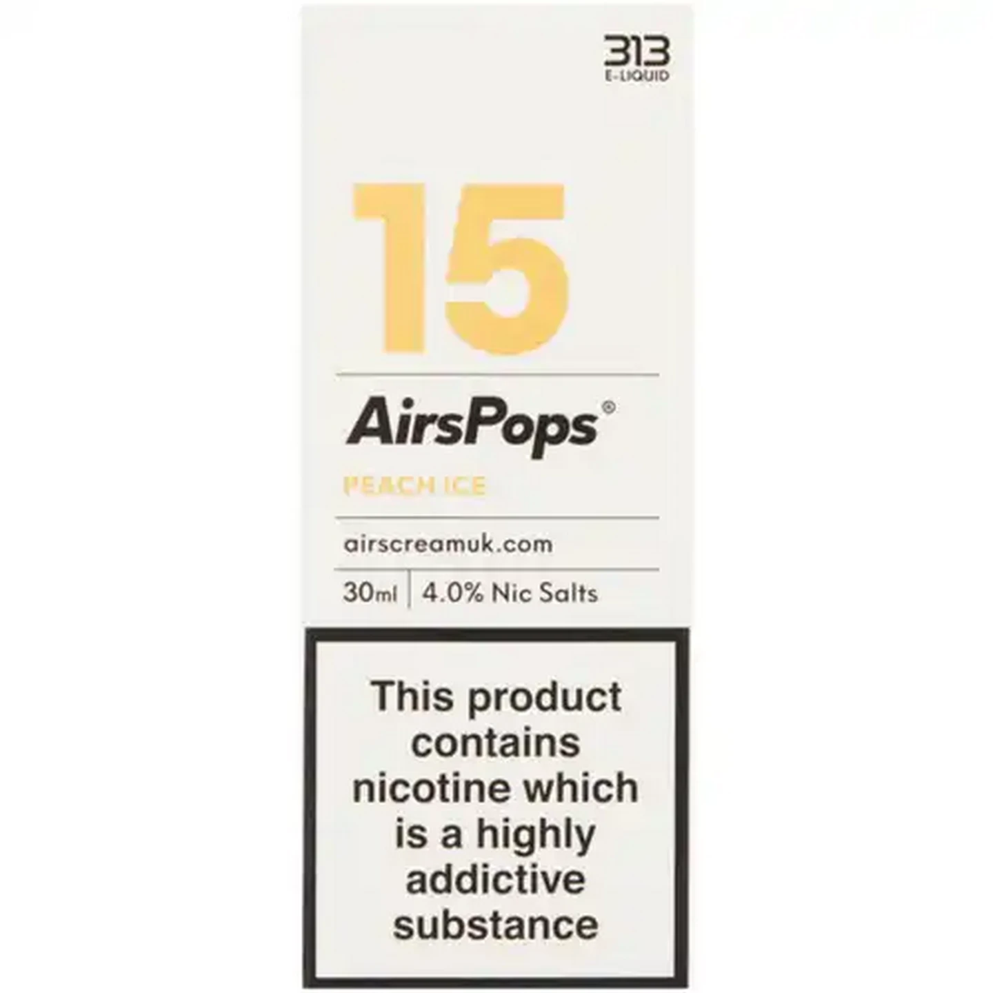 Image of AirsPops No.15 Peach Ice 4.0% 313 E-Liquid 30ml (Non-Refundable. Non-Returnable.)