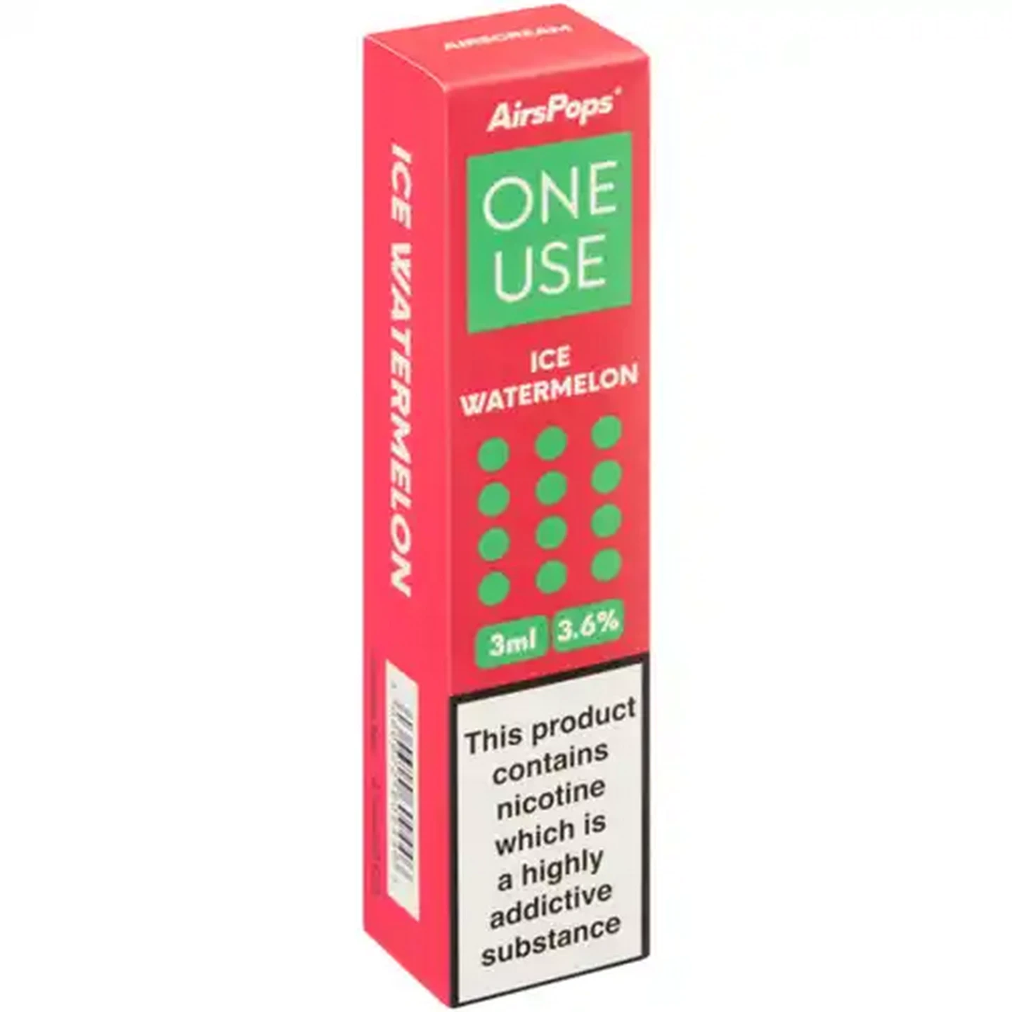 Image of AirsPops ONE USE Ice Watermelon 3.6% Disposable Vape 3ml (Non-Refundable. Non-Returnable.)