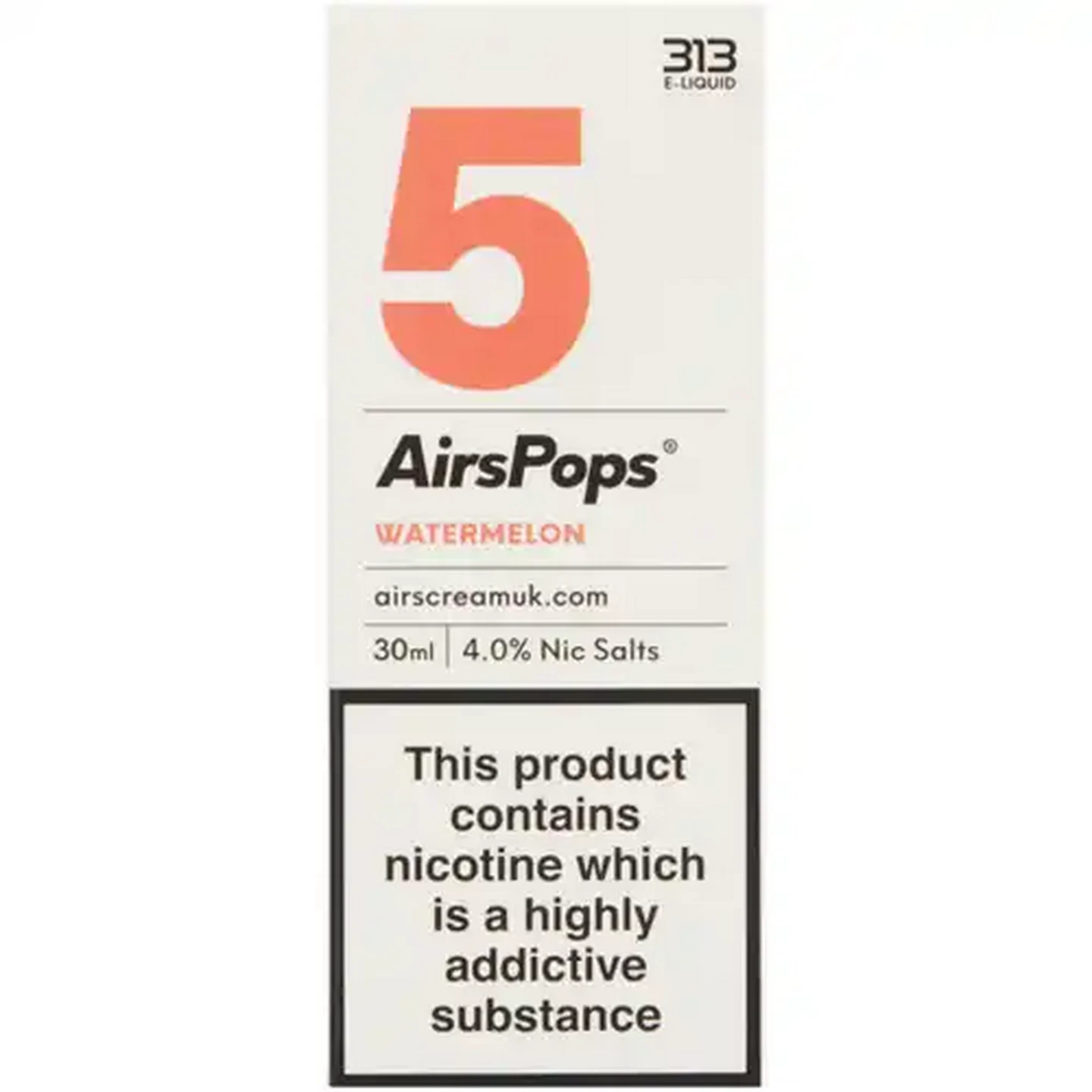 Image of AirsPops No.5 Watermelon 4.0% 313 E-Liquid 30ml (Non-Refundable. Non-Returnable.)