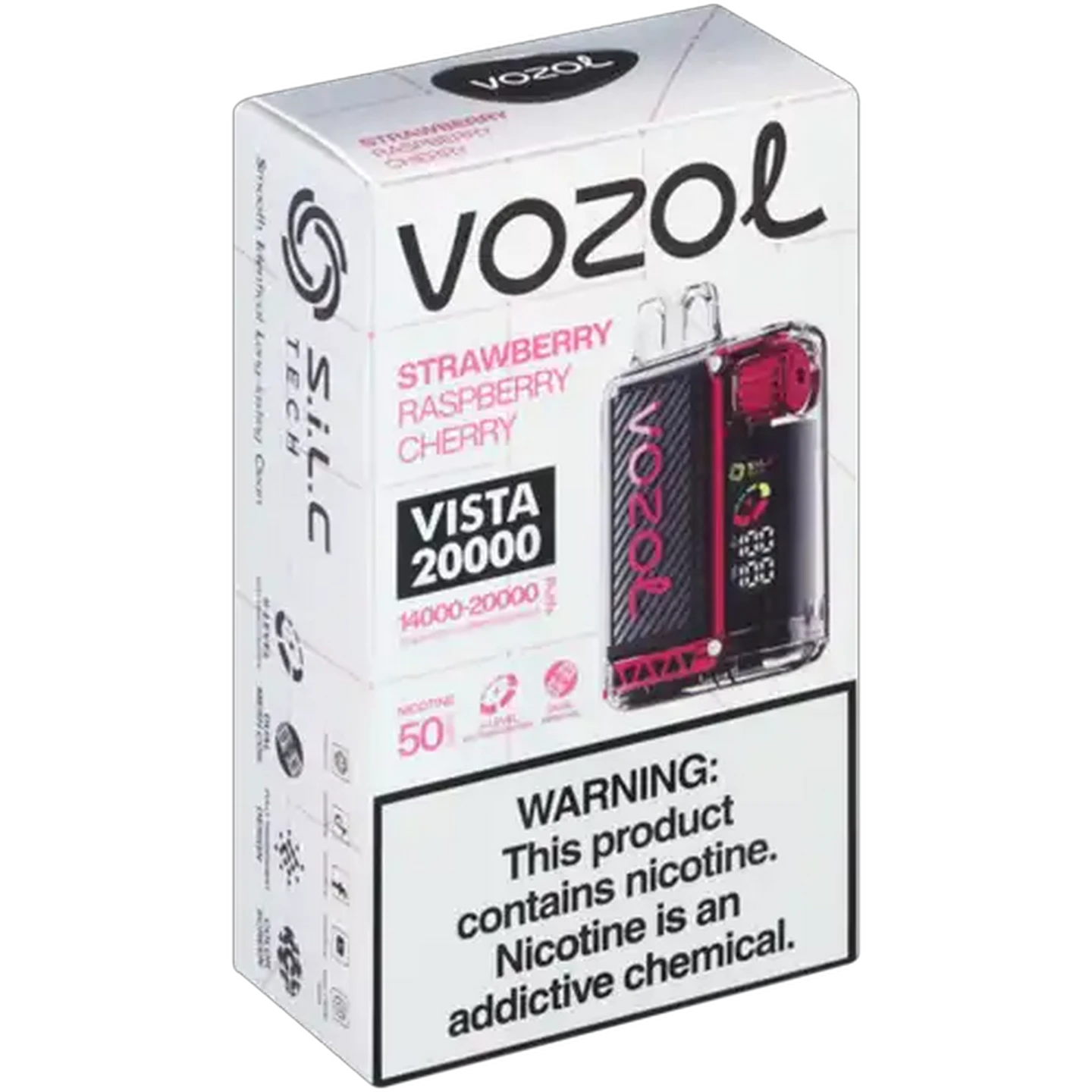 Image of Vozol Strawberry Raspberry Cherry 5% Vista 20000 Rechargeable Disposable Vape 12ml (Non-Refundable. Non-Returnable.)