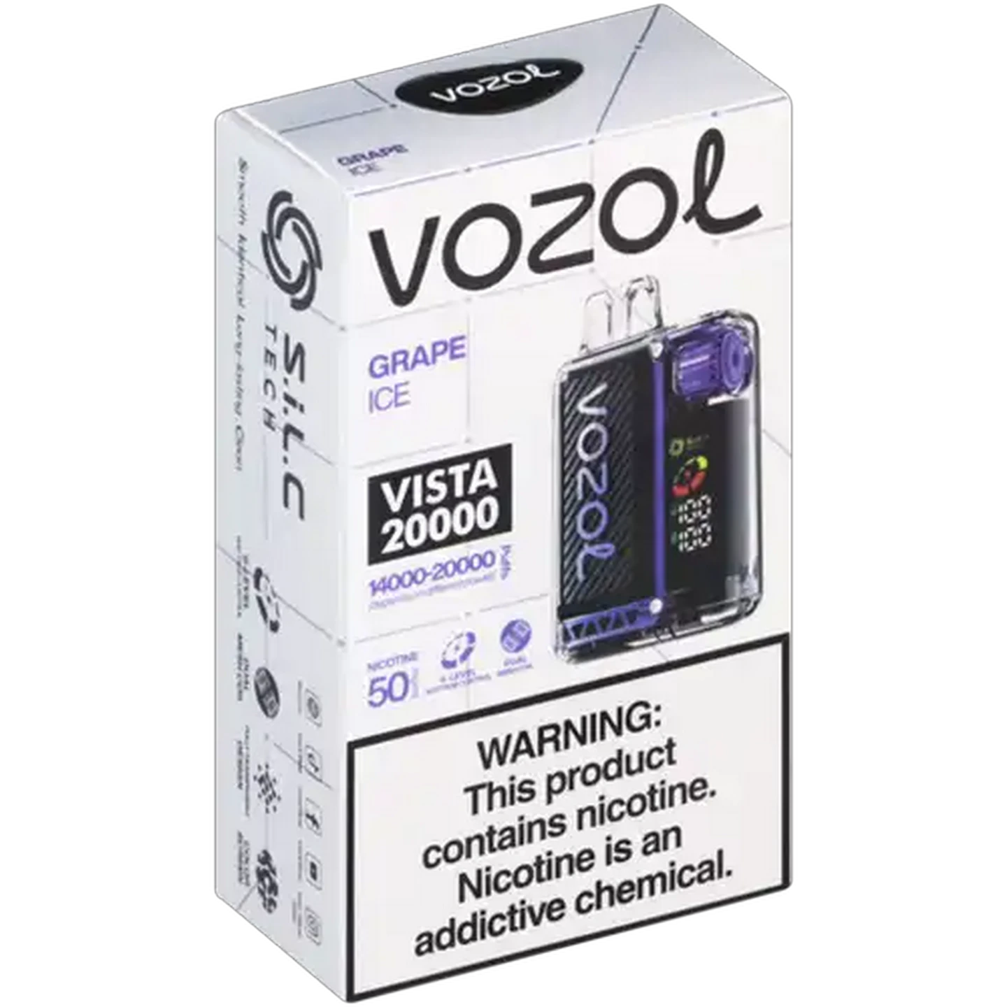 Image of Vozol Grape Ice 5% Vista 20000 Rechargeable Disposable Vape 12ml (Non-Refundable. Non-Returnable.)
