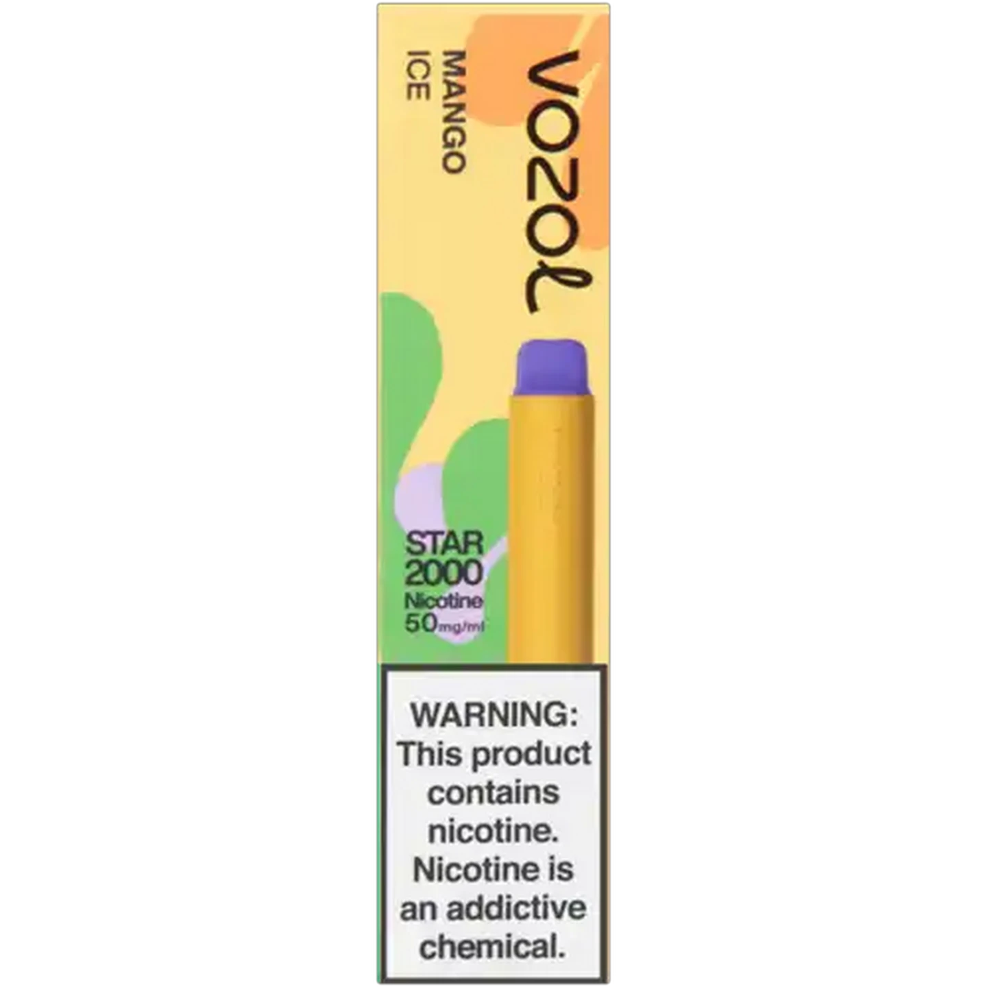 Image of Vozol Mango Ice 5.0% Star 2000 Disposable Vape 3ml (Non-Refundable. Non-Returnable.)