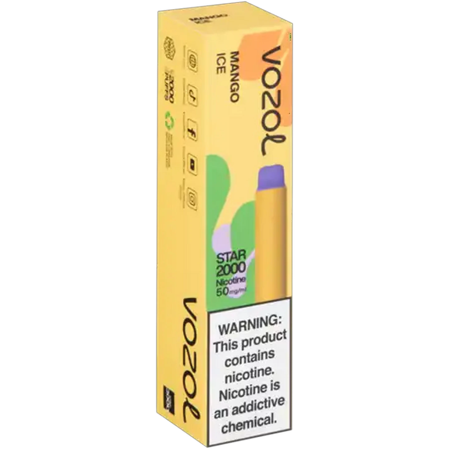 Image of Vozol Mango Ice 5.0% Star 2000 Disposable Vape 3ml (Non-Refundable. Non-Returnable.)