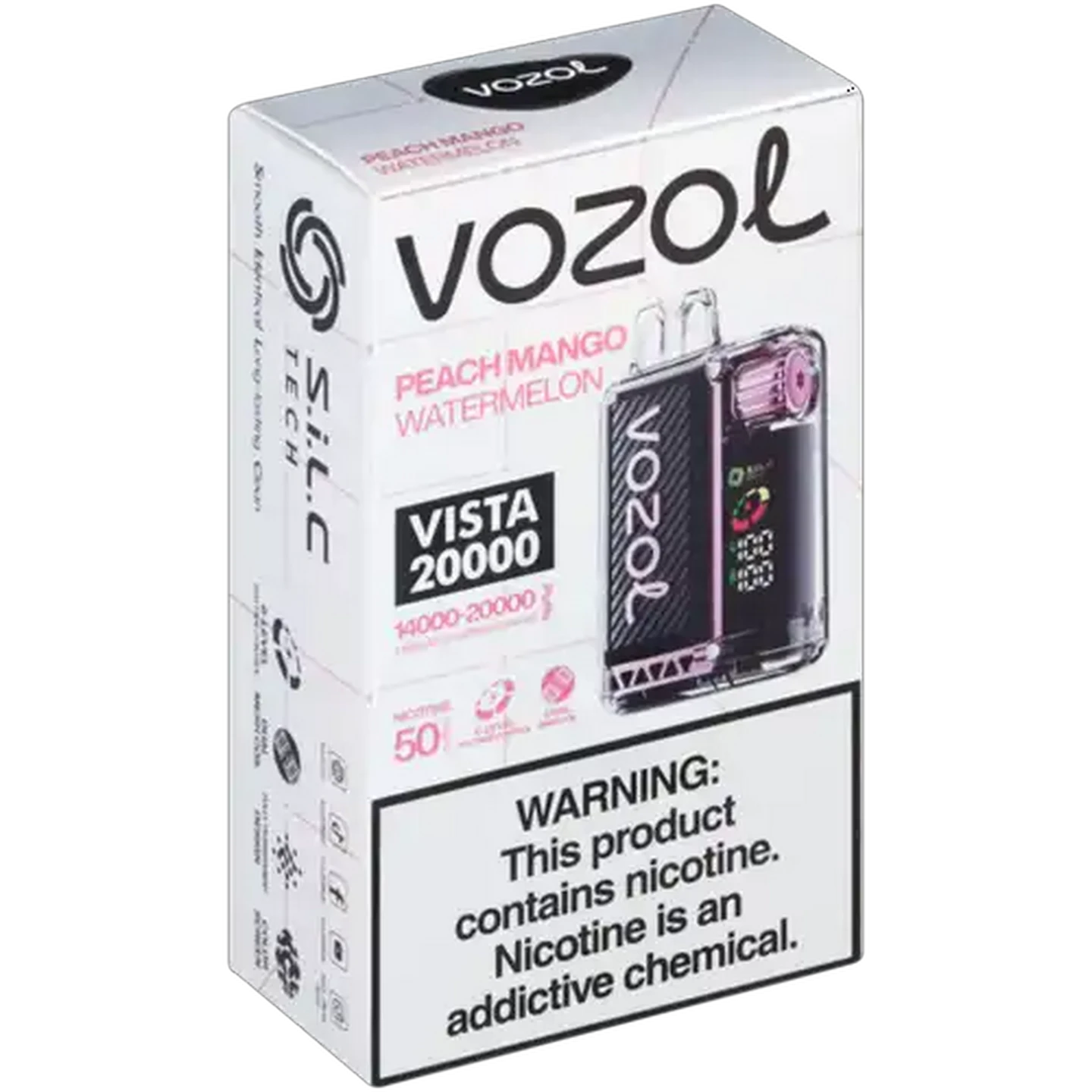 Image of Vozol Peach Mango Watermelon 5% Vista 20000 Rechargeable Disposable Vape 12ml (Non-Refundable. Non-Returnable.)