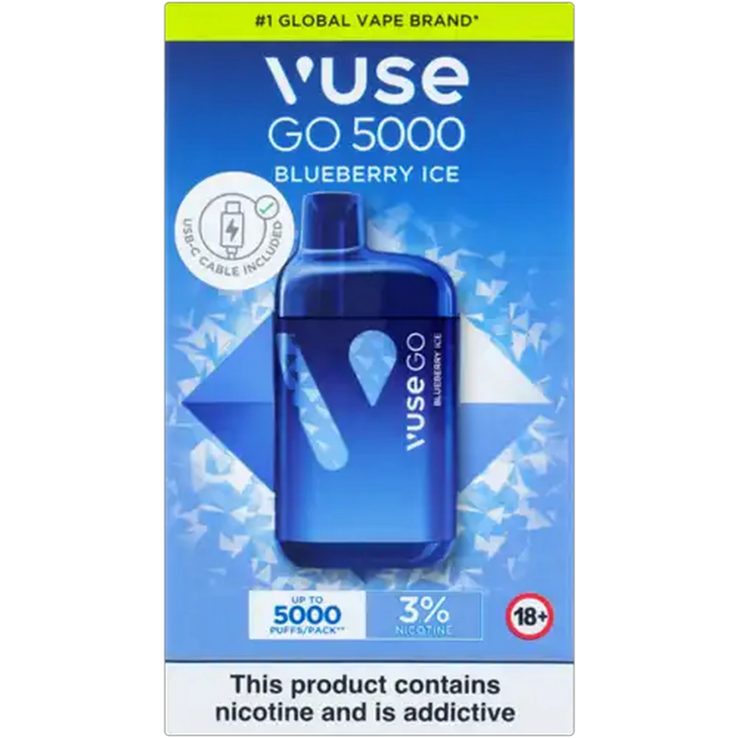 Image of Vuse Go 5000 Blueberry Ice 3% Rechargeable Disposable Vape 10ml (Non-Refundable. Non-Returnable.)