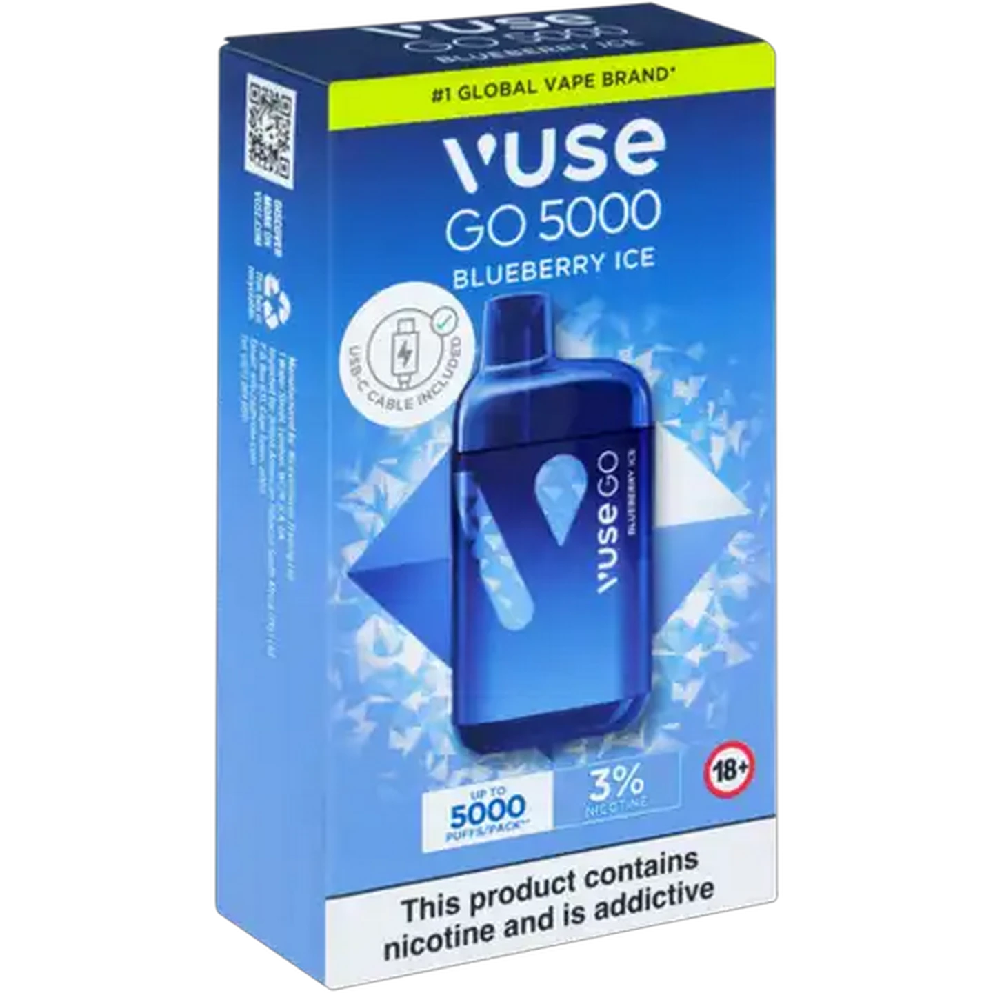 Image of Vuse Go 5000 Blueberry Ice 3% Rechargeable Disposable Vape 10ml (Non-Refundable. Non-Returnable.)