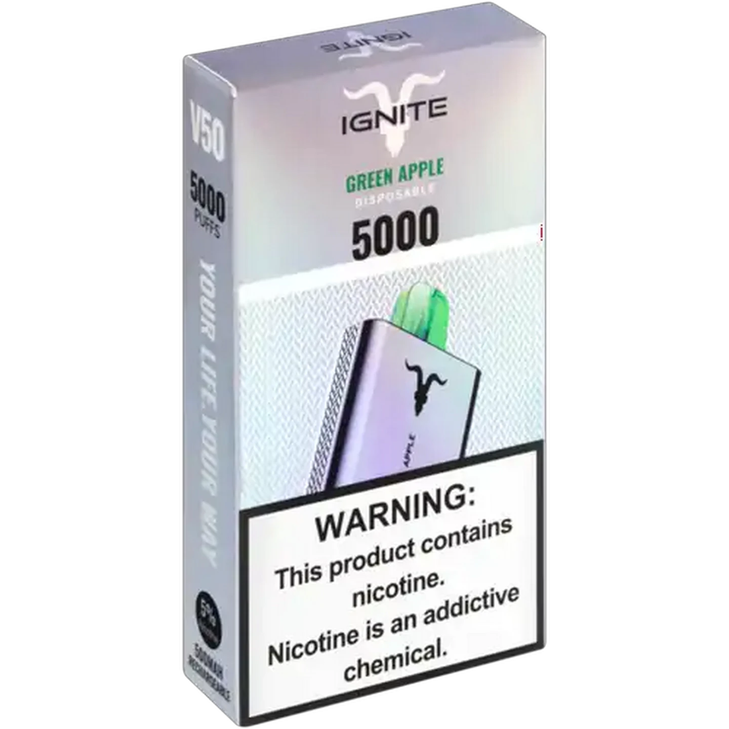 Image of Ignite V50 Green Apple 5% Rechargeable Disposable Vape 1s (Non-Refundable. Non-Returnable.)