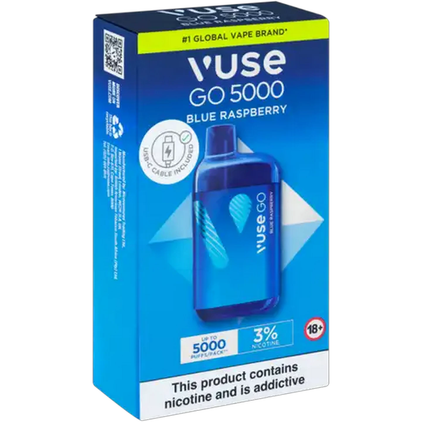 Image of Vuse Go 5000 Blue Raspberry 3% Rechargeable Disposable Vape 10ml (Non-Refundable. Non-Returnable.)