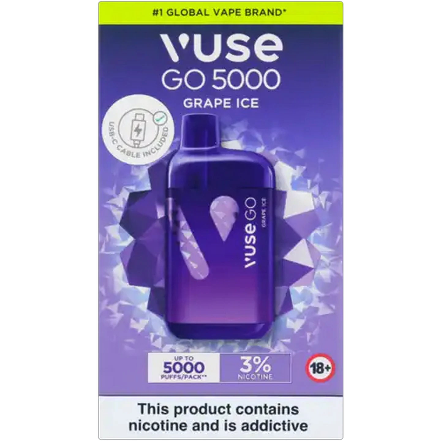Image of Vuse Go Grape Ice 3% Rechargeable Disposable Vape 10ml (Non-Refundable. Non-Returnable.)