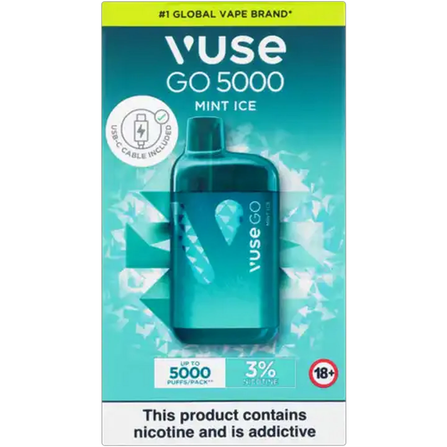 Image of Vuse Go 5000 Mint Ice 3% Rechargeable Disposable Vape 10ml (Non-Refundable. Non-Returnable.)