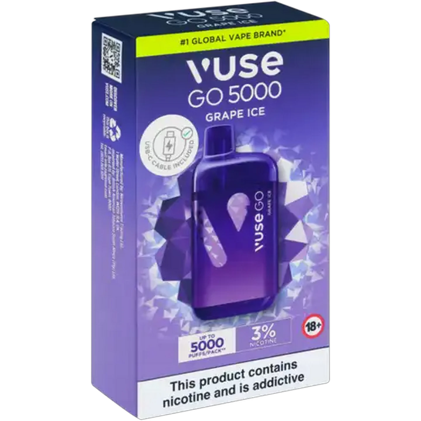 Image of Vuse Go Grape Ice 3% Rechargeable Disposable Vape 10ml (Non-Refundable. Non-Returnable.)