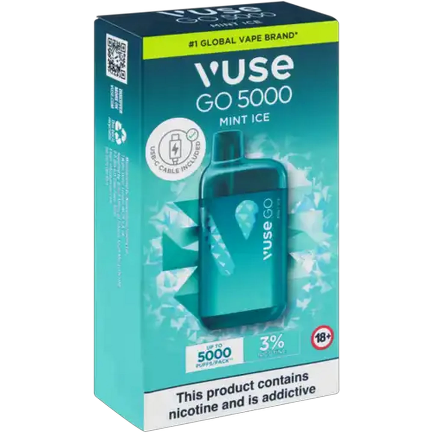 Image of Vuse Go 5000 Mint Ice 3% Rechargeable Disposable Vape 10ml (Non-Refundable. Non-Returnable.)
