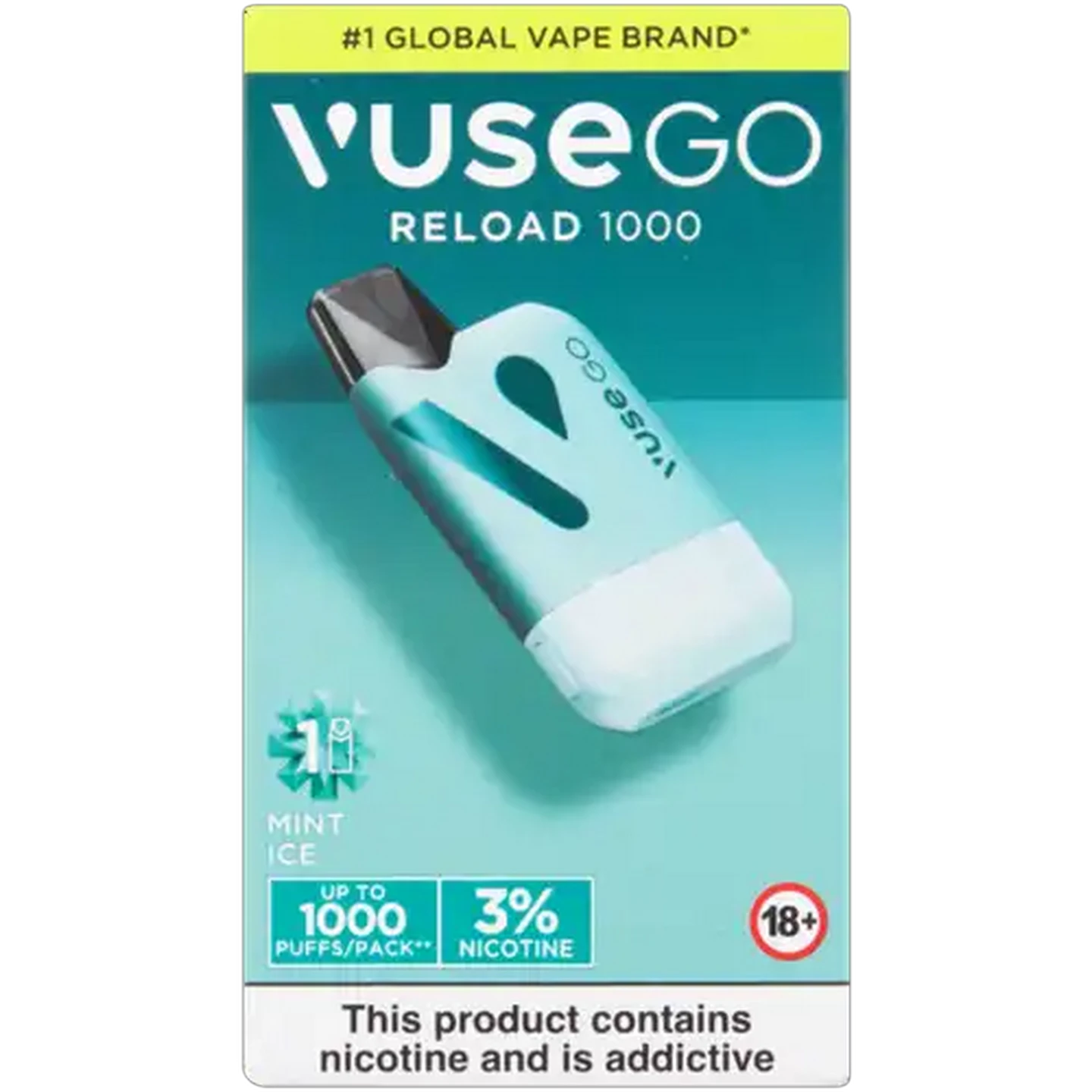 Image of Vuse Go Reload 1000 Aqua Mint Ice 3% Rechargeable Vape Kit (Non-Refundable. Non-Returnable.)