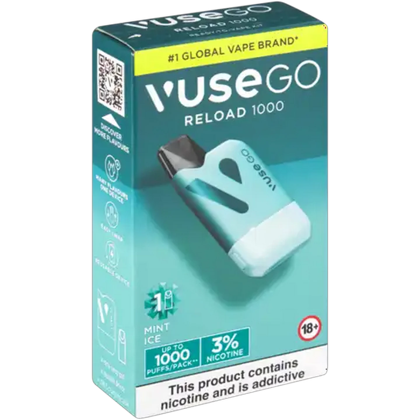Image of Vuse Go Reload 1000 Aqua Mint Ice 3% Rechargeable Vape Kit (Non-Refundable. Non-Returnable.)