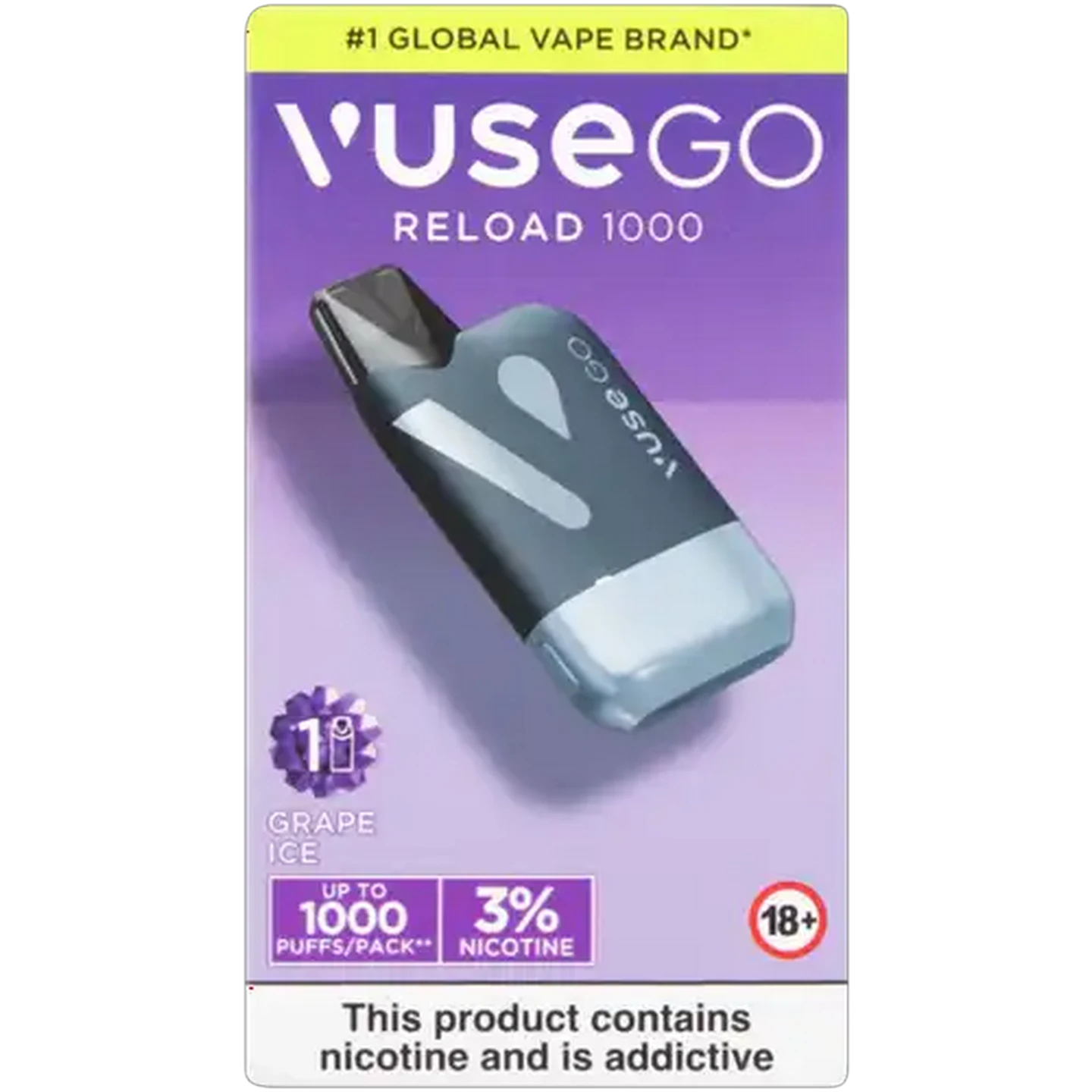 Image of Vuse Go Reload 1000 Grape Ice 3% Rechargeable Vape Kit (Non-Refundable. Non-Returnable.)