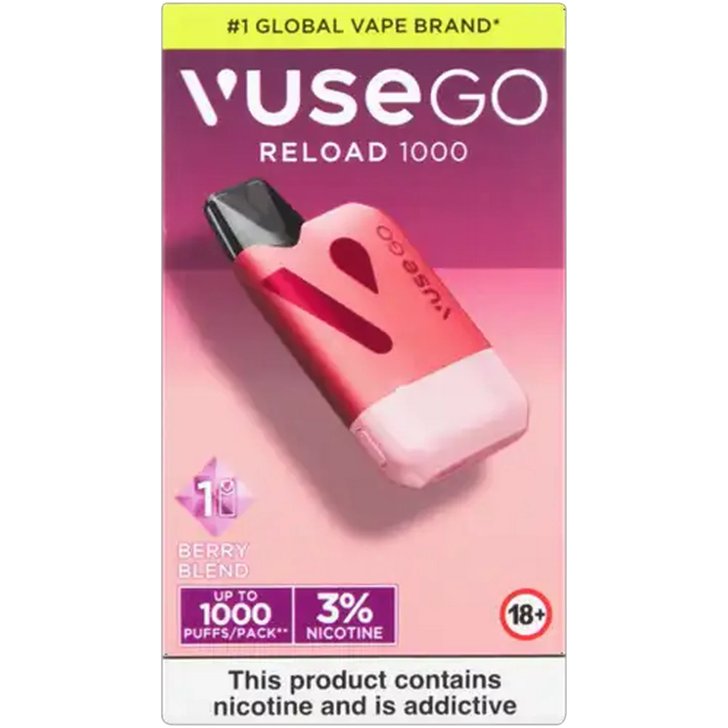 Image of Vuse Go Reload 1000 Red Berry Blend 3% Rechargeable Vape Kit (Non-Refundable. Non-Returnable.)